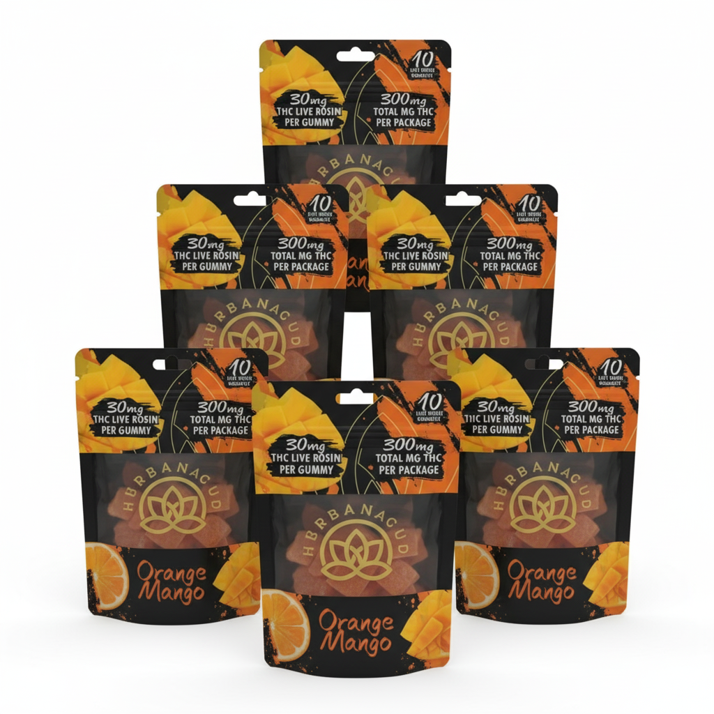 6 Pack Bundle - Orange Mango 30 MG Live Rosin Delta-9 THC Gummies - 10ct - 300mg