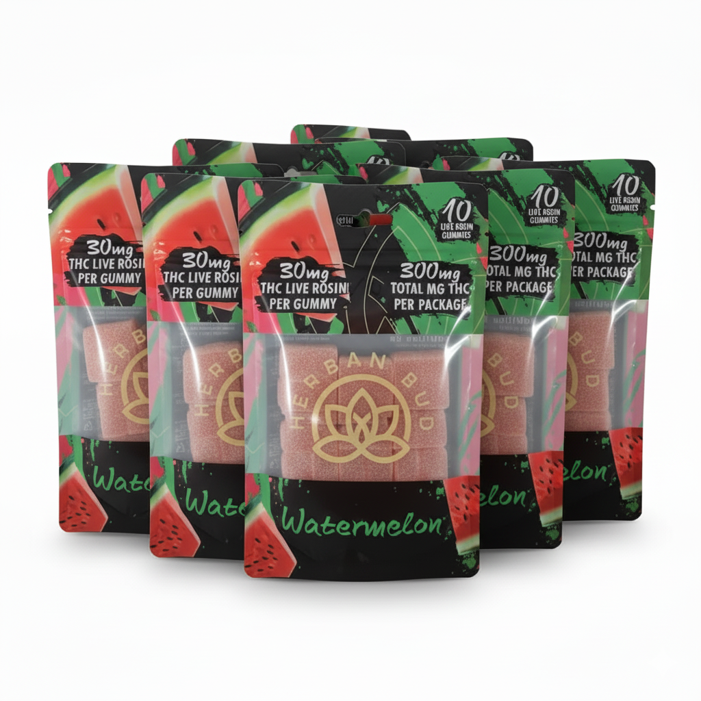 6 Pack Bundle - Watermelon 30 MG Live Rosin Delta-9 THC Gummies - 10ct - 300mg