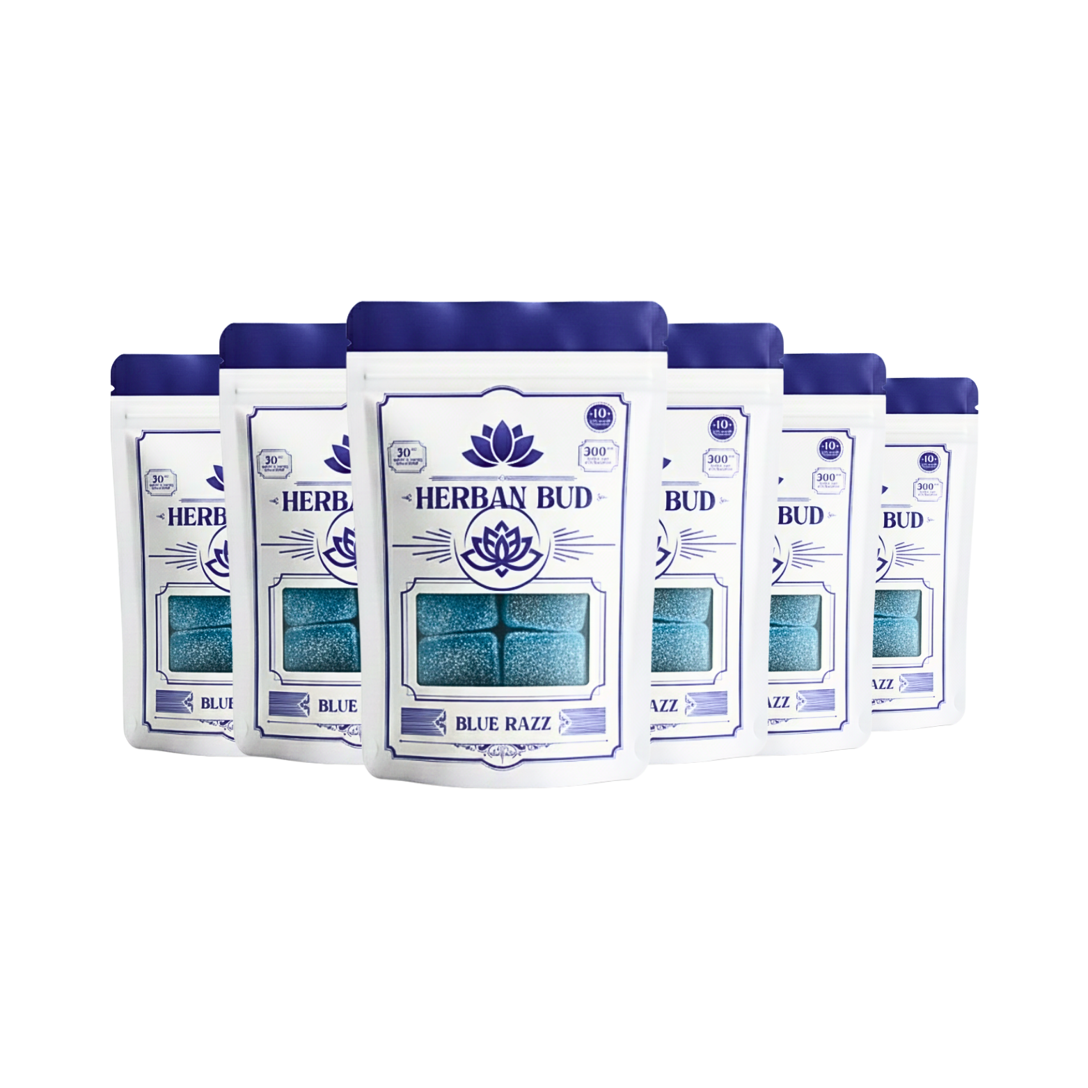 Delta 9 THC Gummies Blue Raspberry 30 MG Live Rosin 6 Bag Bundle - 10ct - 300mg (60pcs 1800mg)