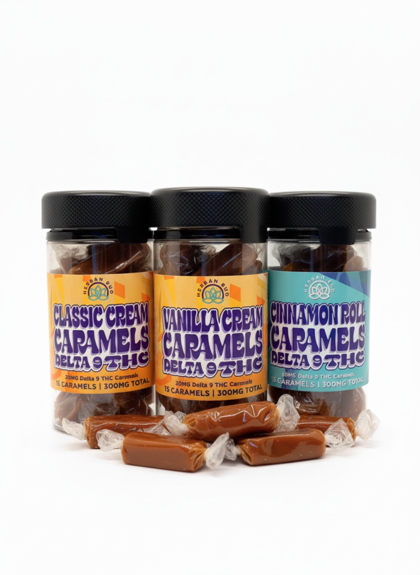3 Pack Variety Carmels Taffy Delta 9 THC - 15CT 20mg - 300mg