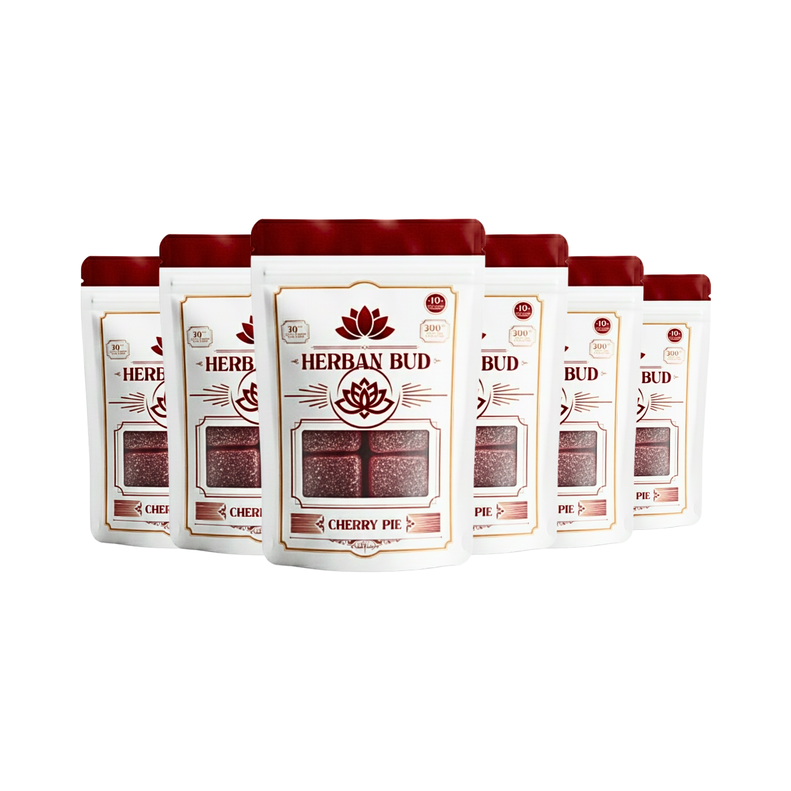 Delta 9 THC Gummies Cherry Pie 30 MG Live Rosin 6 Bag Bundle - 10ct - 300mg (60pcs 1800mg)