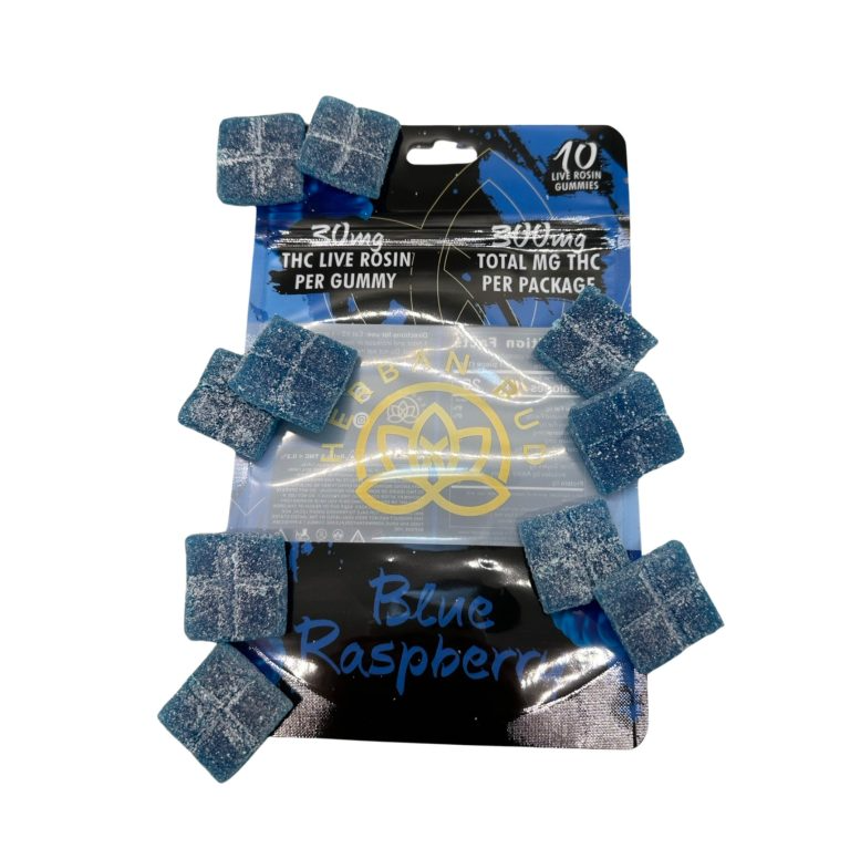 6 Pack Bundle - Blue Raspberry 30 MG Live Rosin Delta 9 THC Gummies - 10ct - 300mg
