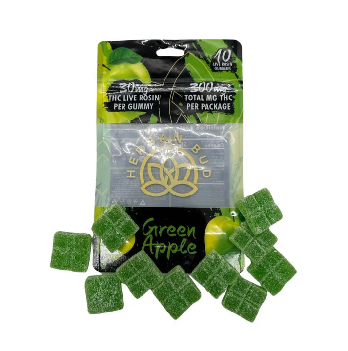 6 Pack Bundle - Green Apple 30 MG Live Rosin Delta-9 THC Gummies - 10ct - 300mg