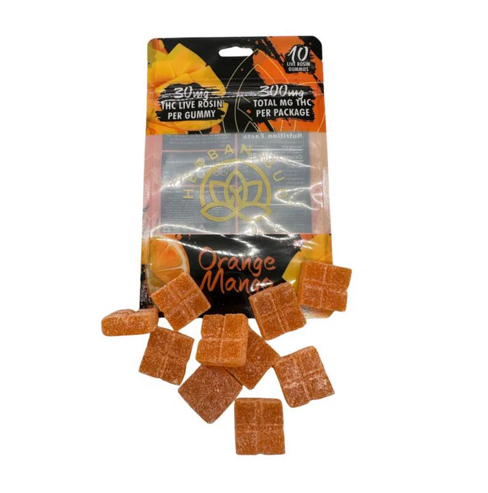 Orange Mango 30 MG Live Rosin Delta-9 THC Gummies - 10ct - 300mg