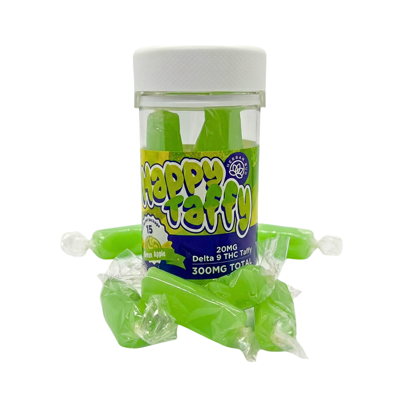 Green Apple Delta-9 Happy Taffy - 15CT 20mg - 300mg