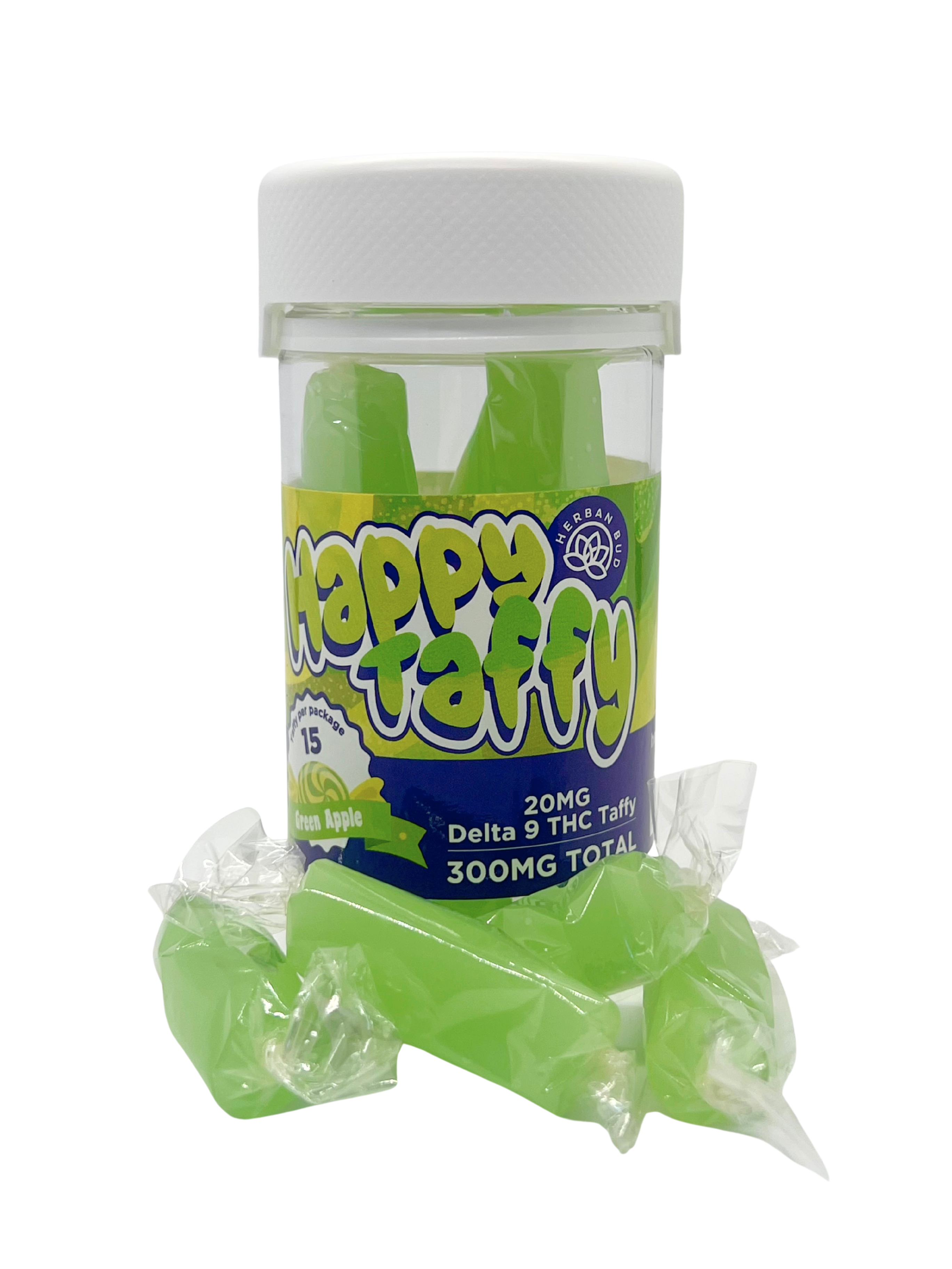 Green Apple Delta 9 Happy Taffy - 15CT 20mg - 300mg