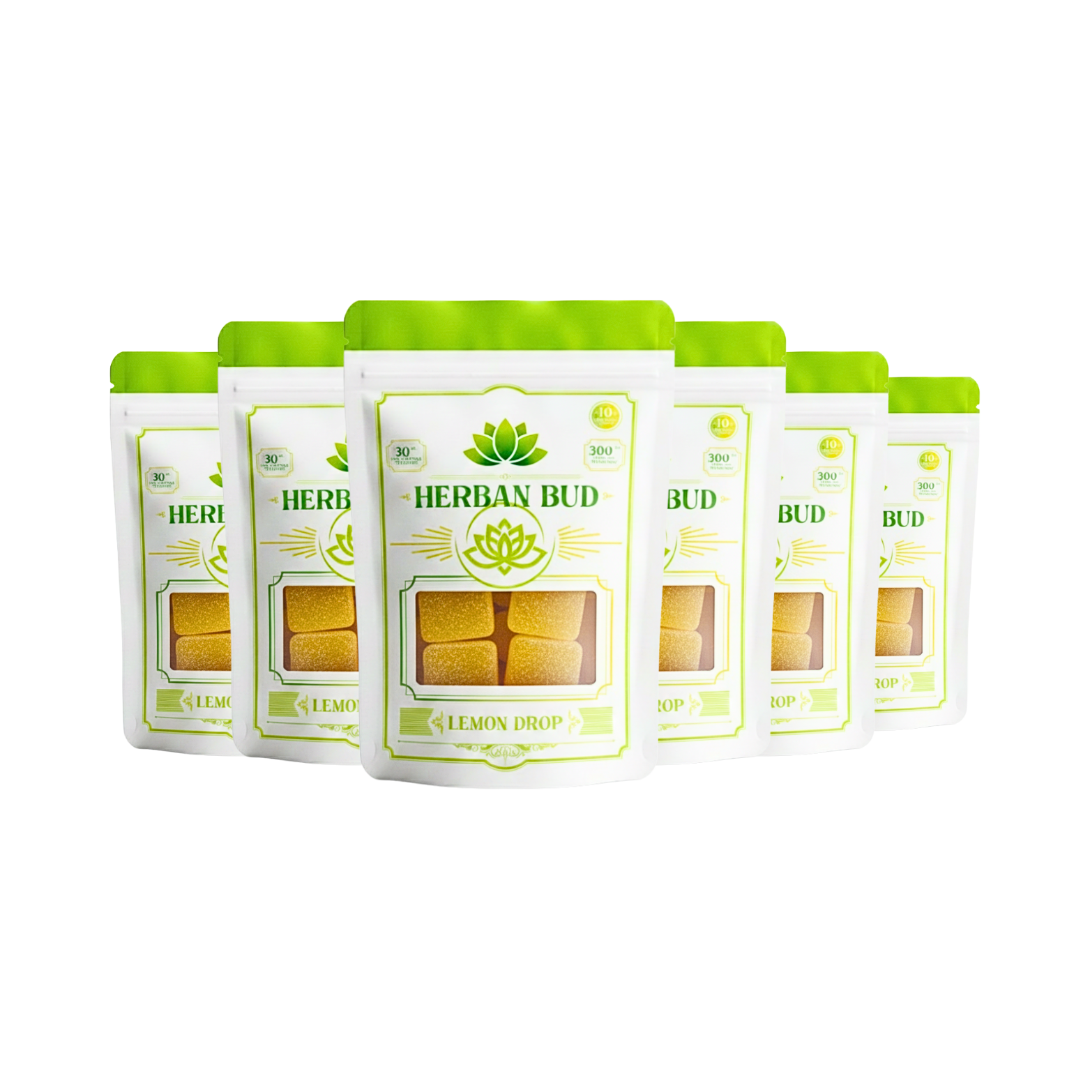 Delta 9 THC Gummies Lemon Drop 30 MG Live Rosin 6 Bag Bundle - 10ct - 300mg (60pcs 1800mg)