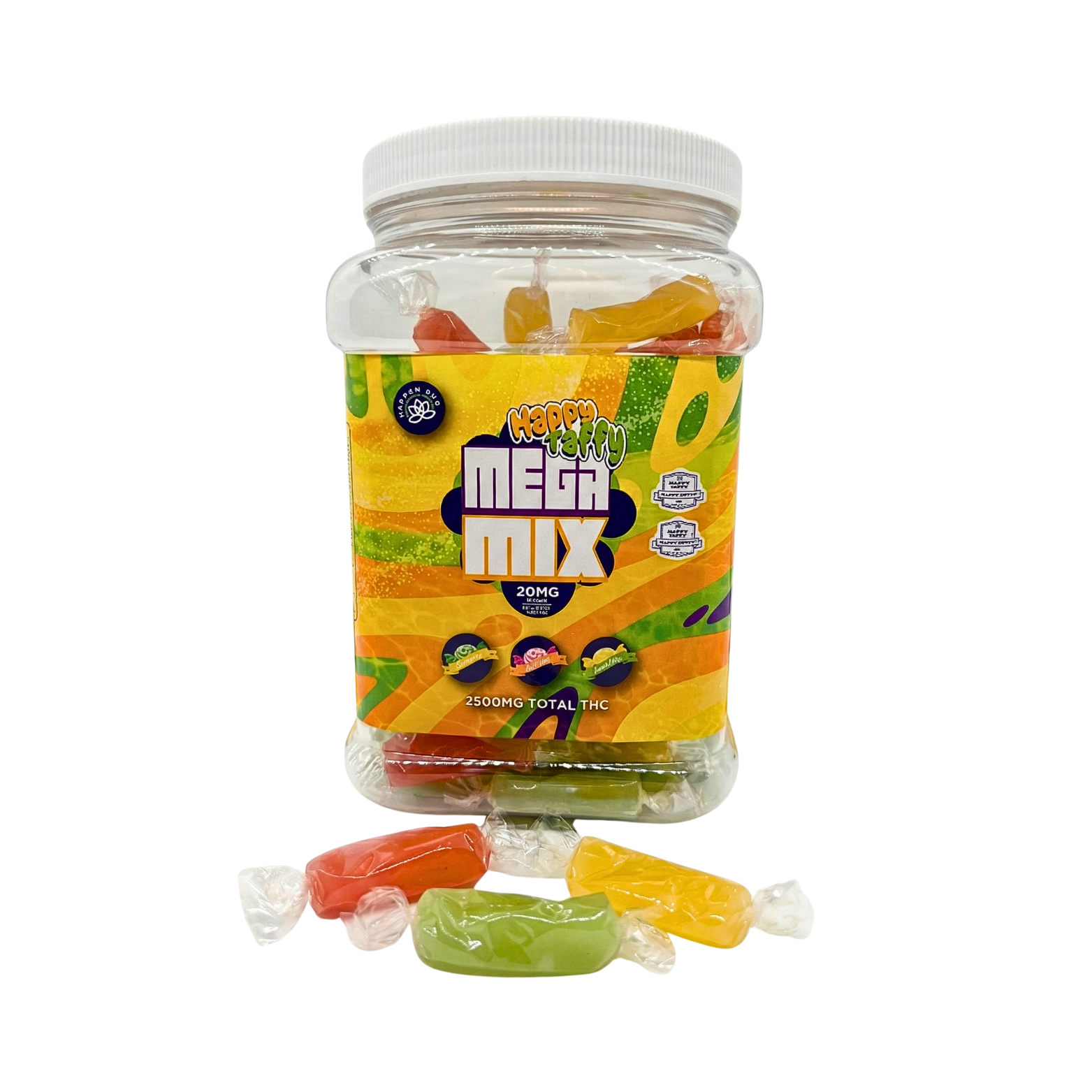 Mega Mix Happy Taffy Tub - 125CT - 20mg