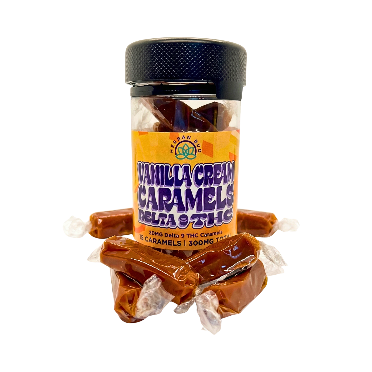 Vanilla Cream Caramel Taffy Delta-9 Happy Taffy - 15CT 20mg - 300mg